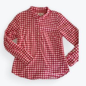 Vineyard Vines Red and White Checkered Women’s Flannel Popover Shirt Sz 6
